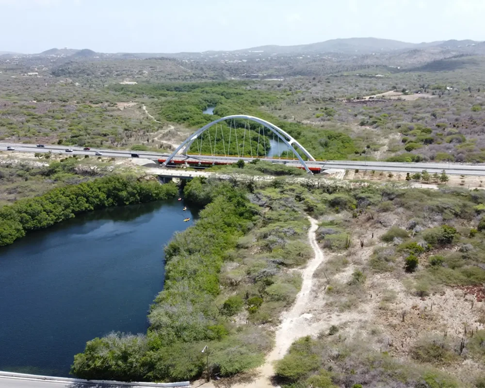 Bridge over Spanish Lagoon mangrove trail Aruba